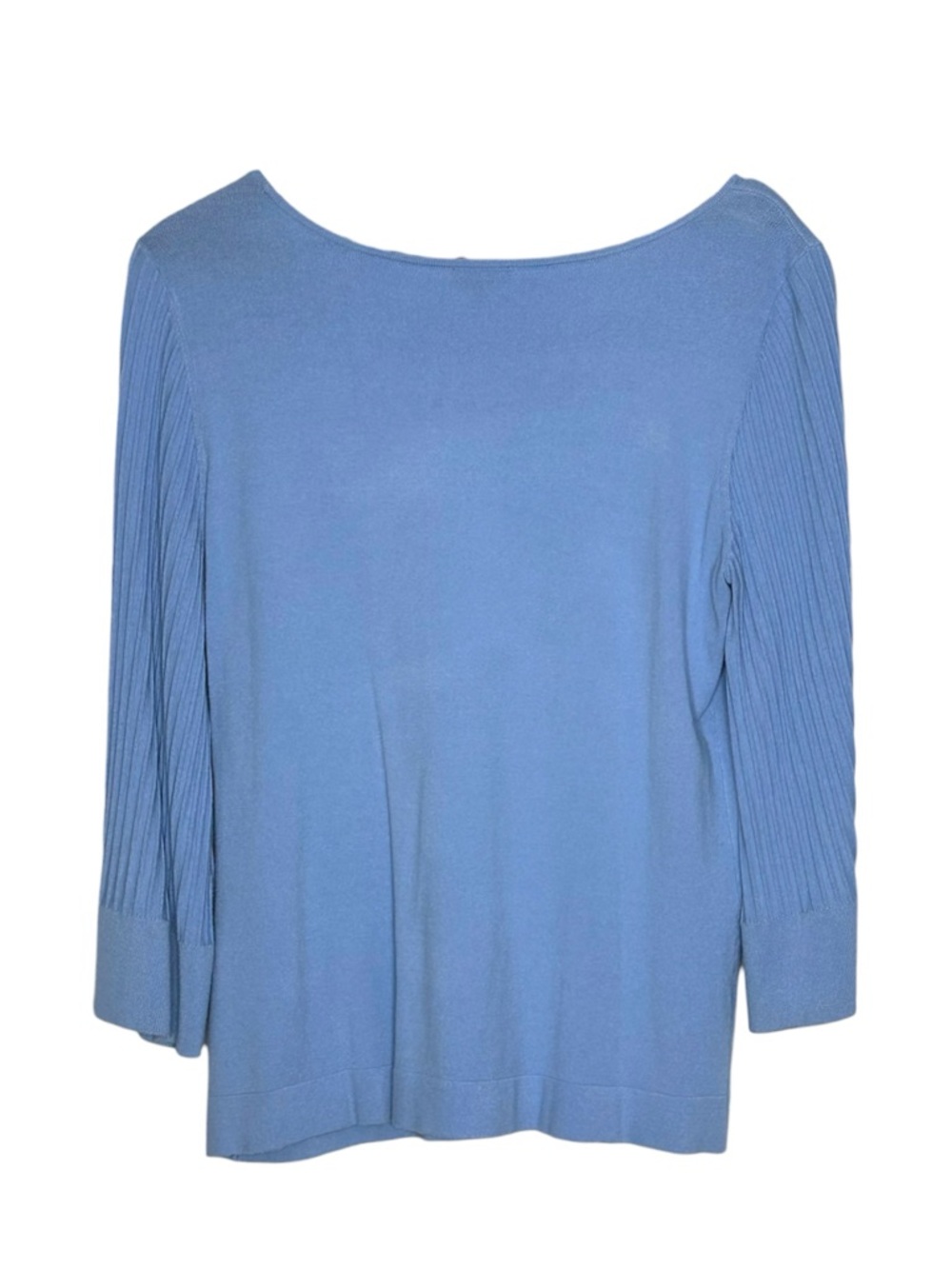 Talbots Light Blue Knit Top Boat Neck 3/4 Sleeve Soft Minimal Sweater Size Large